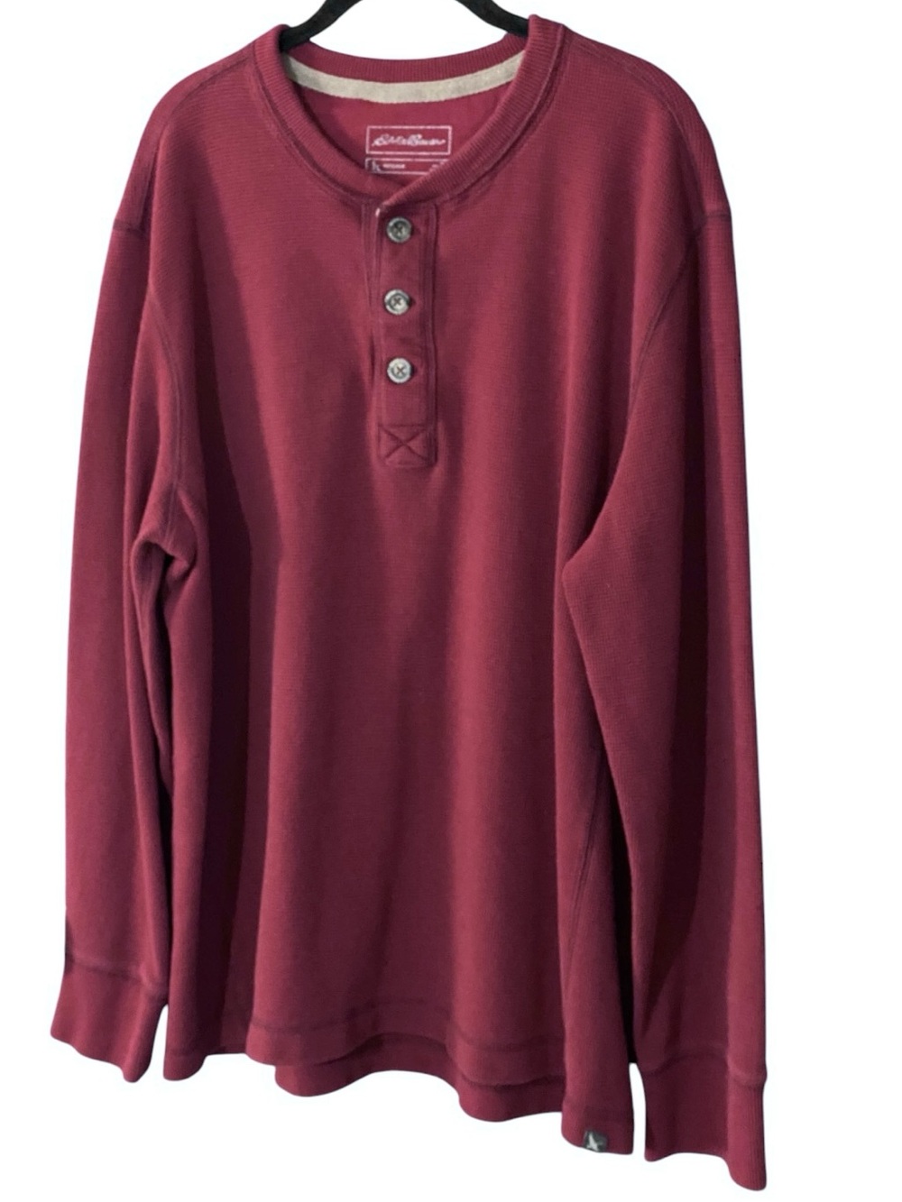 Eddie Bauer Mens Henley Shirt XL Thermal Waffle Knit Long Sleeve Hiking Outdoor - Picture 3 of 9